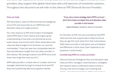 FSP Financial Services Provider flow allocation data – Case Study