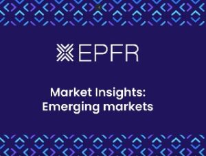 Image of EPFR white logo on dark blue background, with additional text saying 'Market Insights: Emerging markets'.
