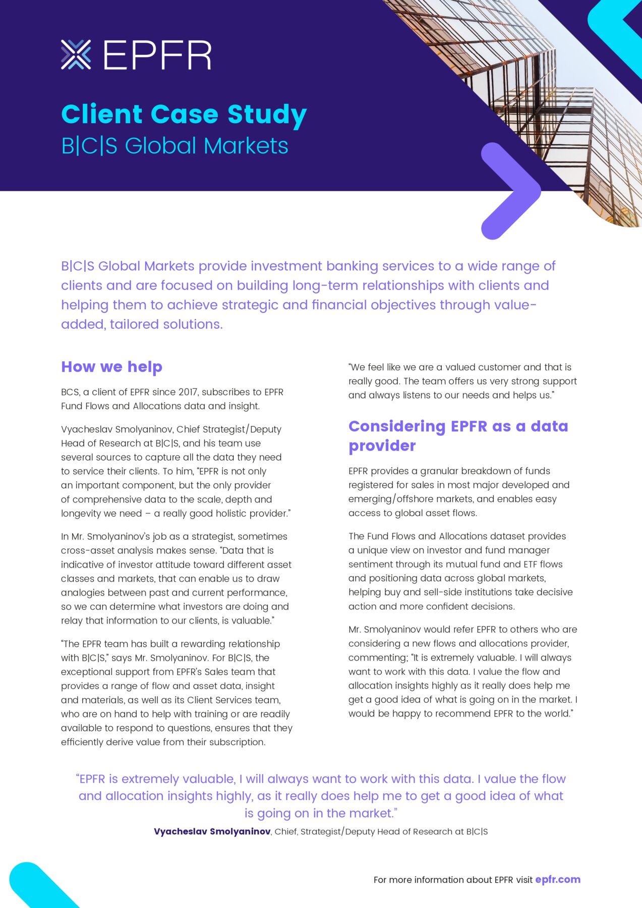 Image showing a preview of the EPFR Client Case Study - BCS Global Markets