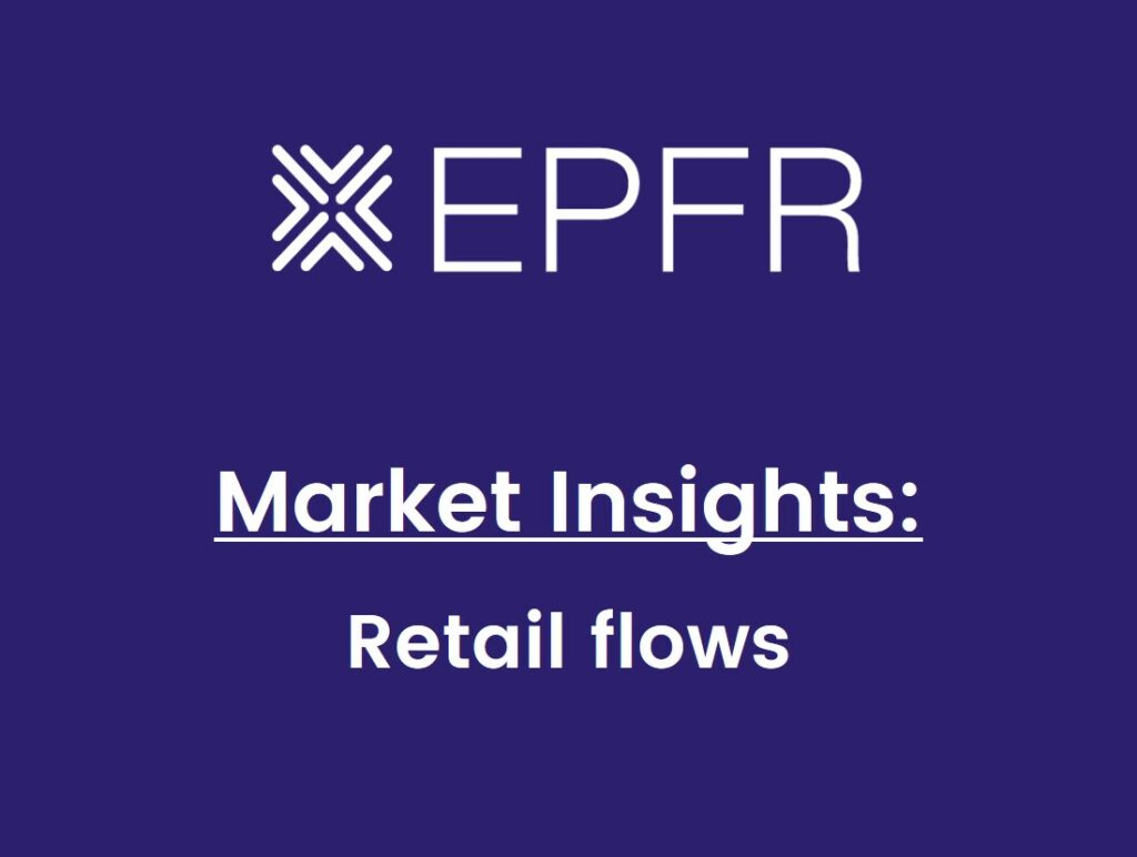 Image of EPFR logo on navy blue background with text reading 'Market Insights: Retail flows'.