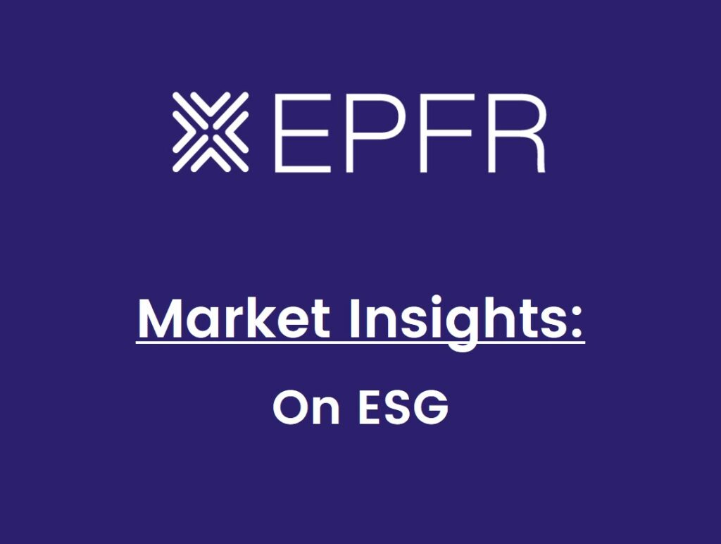 Image of EPFR logo on navy blue background with text reading 'Market Insights: on ESG"