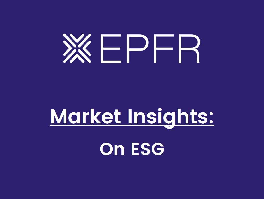 Image of EPFR logo on navy blue background with text reading 'Market Insights: on ESG"