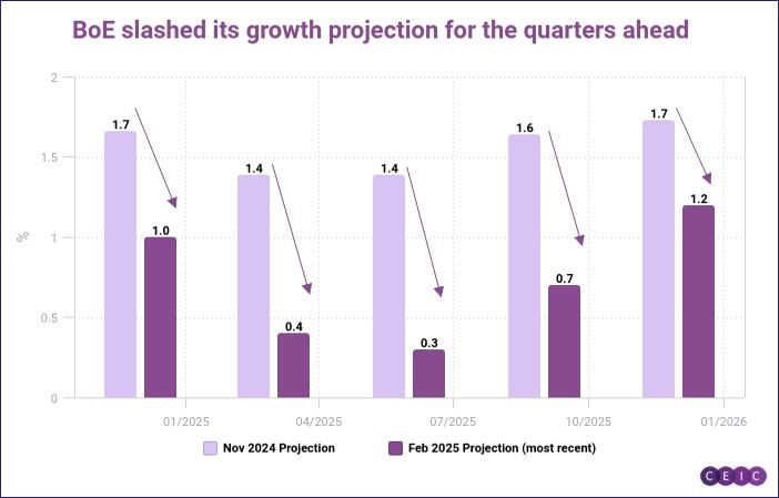 Chart representing 'Bank of England Projection for Feb 2025'